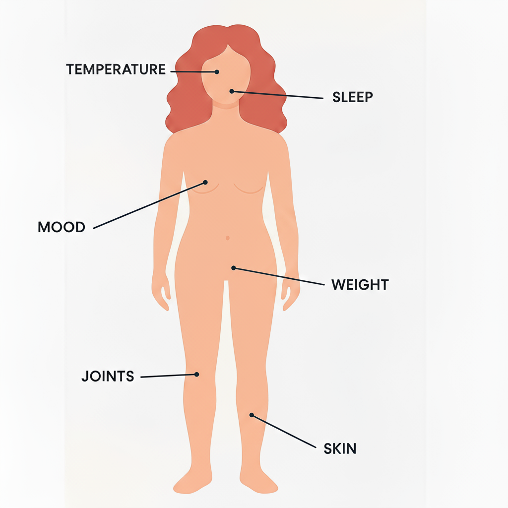 Body areas affected by menopause