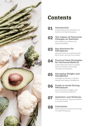 Nutrition Guide, table of contents