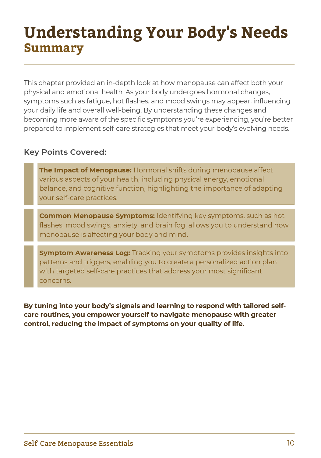 Self - Care Menopause Essentials | Workbook example 3 - Menopause Health Guide